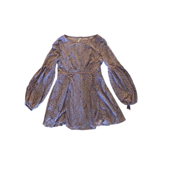 Free People Size‎ PS Moonlight Bay Paisley Long Sleeve Peasant Mini Dress Boho - Picture 2 of 10